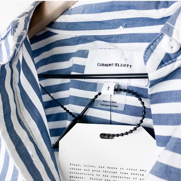 Current/Elliot Striped Des Shirt with Tie Back - Picture 5 of 8